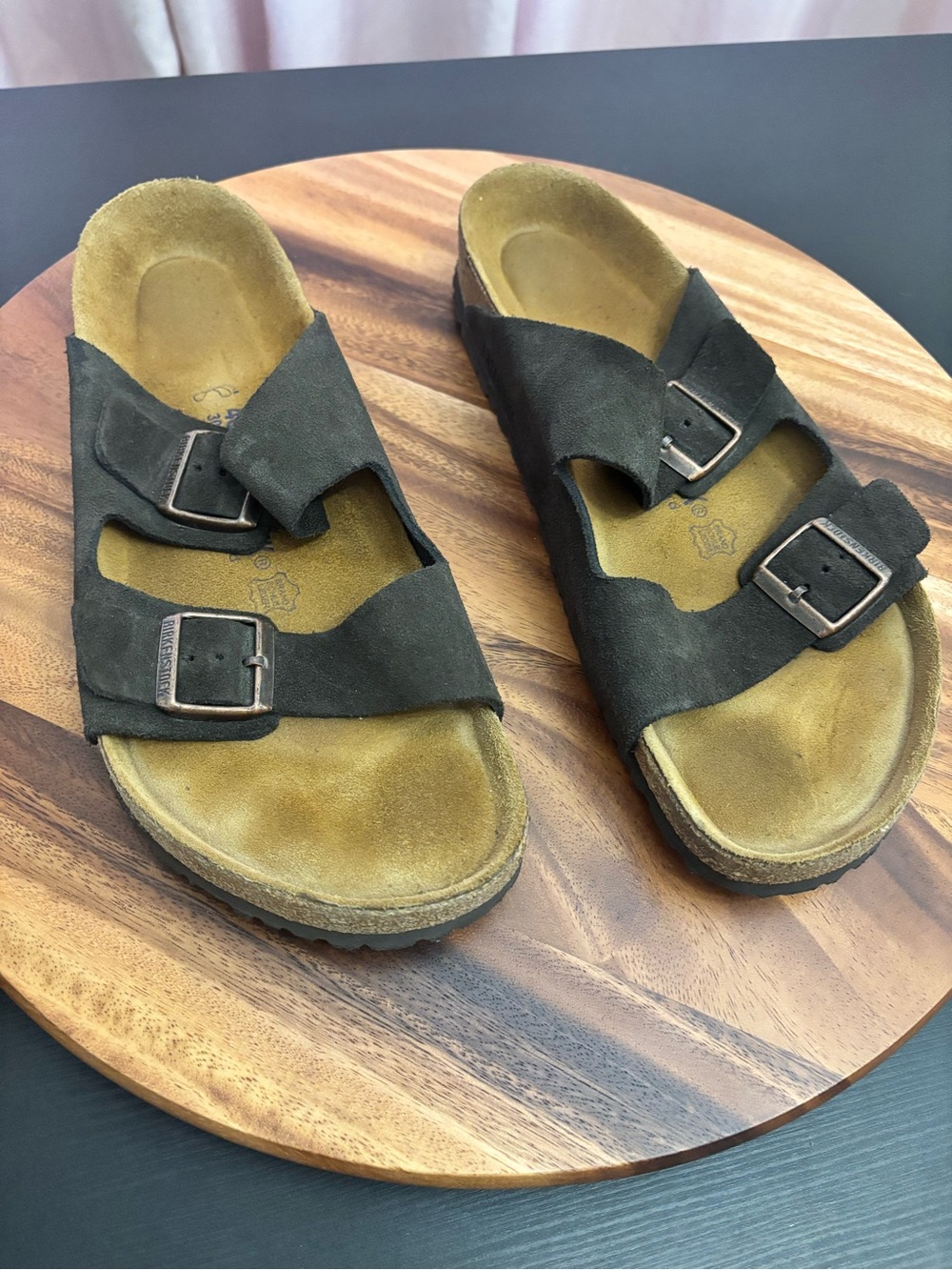 Birkenstock Arizona Brown Suede Slip On Sandals Men's Size 13